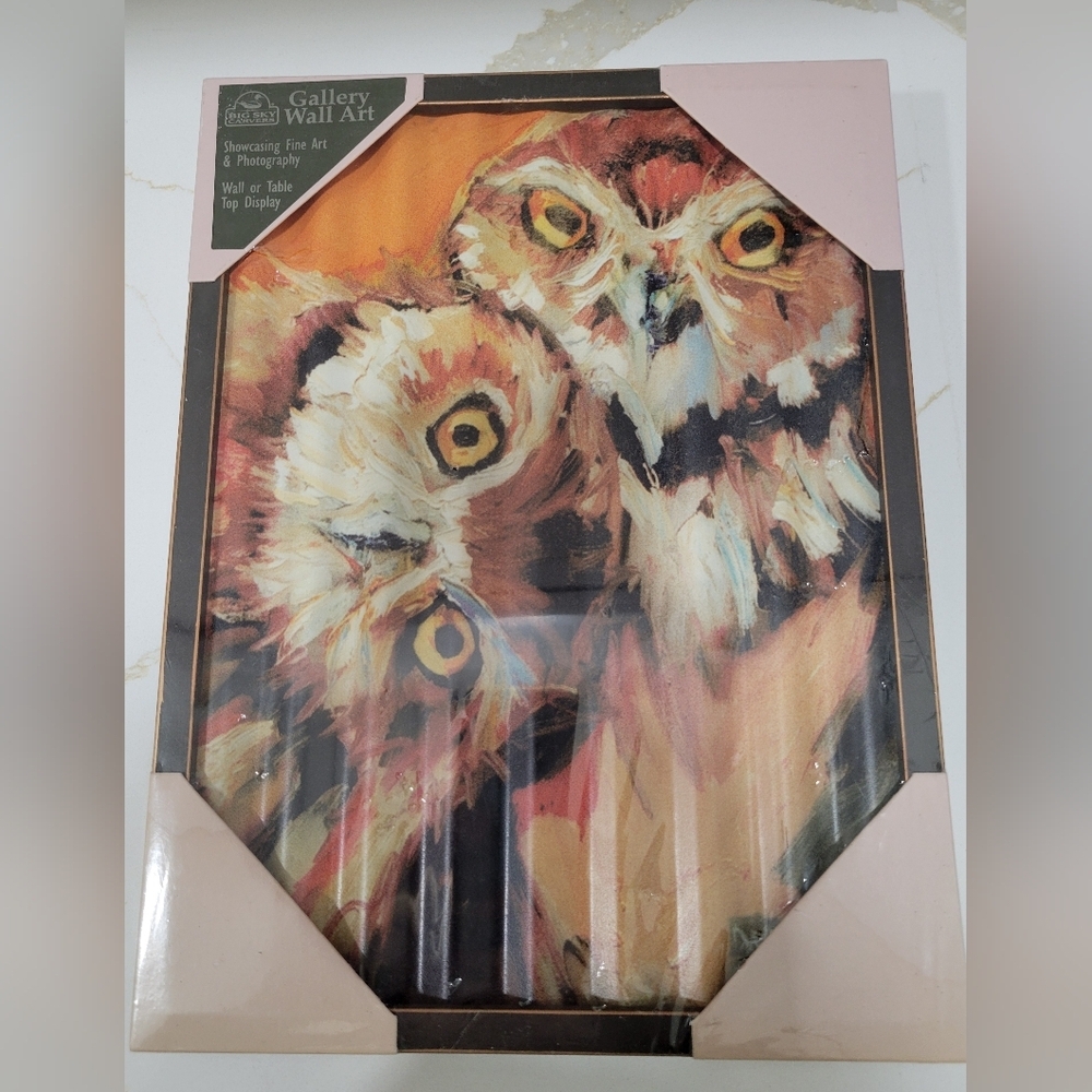 Owl Corragated Metal In Frame Wall Art - Brown and Orange